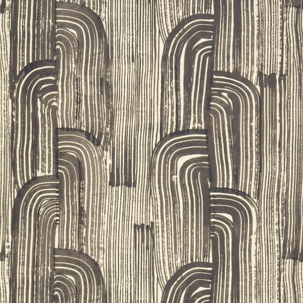 Groundworks Wallpaper GWP-3304.816 Crescent Paper Ebony/Cream