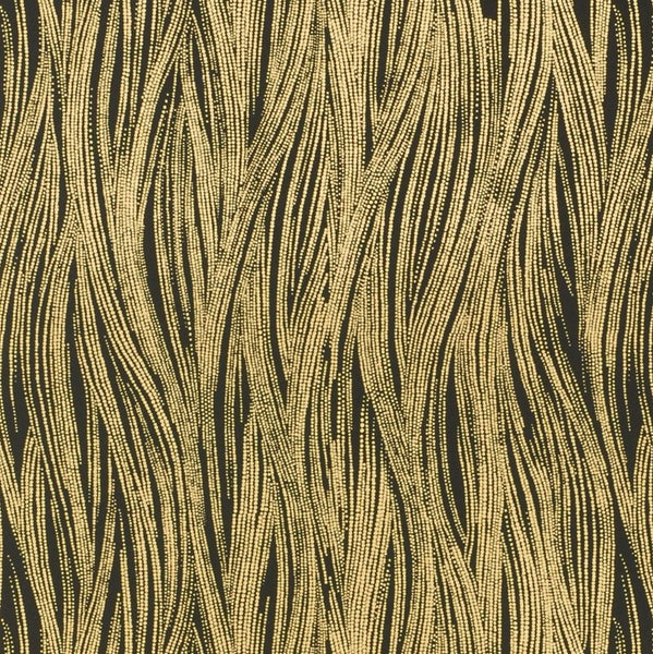 Groundworks Wallpaper GWP-3305.48 Currents Paper Ebony/Gold