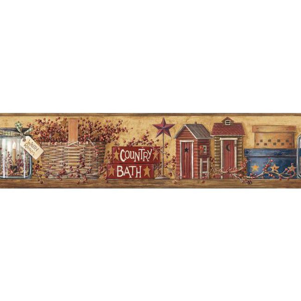 York Wallpaper HK4650BD Folk Heart II Country Bath Border
