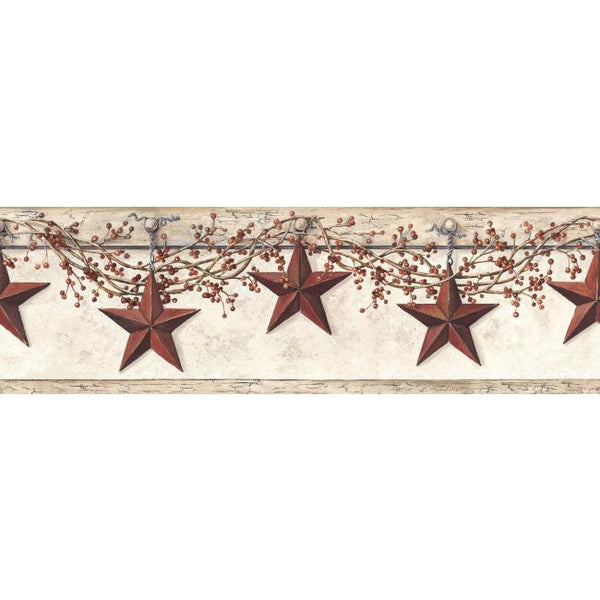 York Wallpaper HK4664BD Folk Heart II Hanging Star Border
