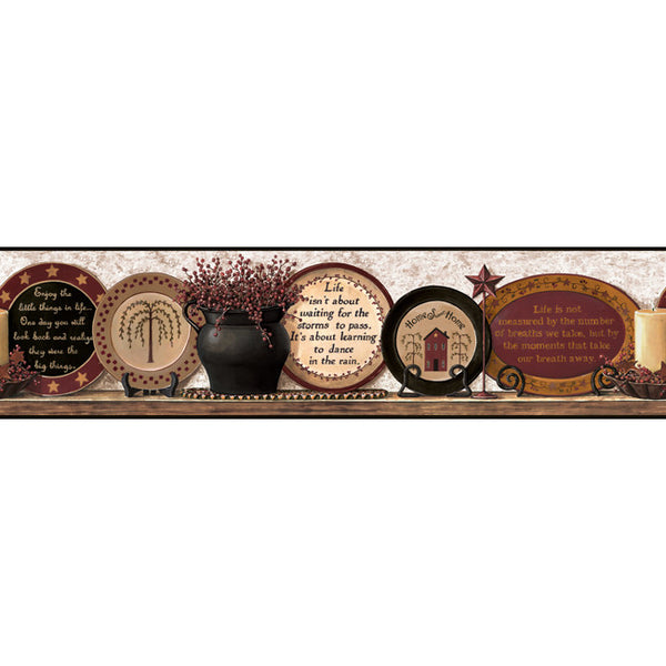 York Wallpaper HK4676BD Border Portfolio II Country Plates Border
