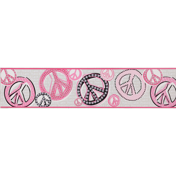 York Wallpaper JE3511B Border Portfolio II Girl Peace Sign Border