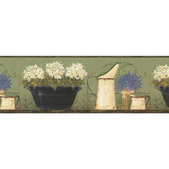 York Wallpaper JN1744B Folk Heart II Hydrangea Agate Border