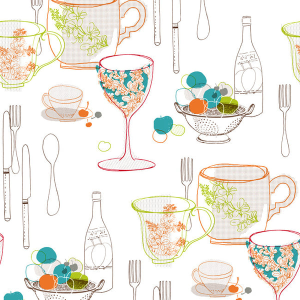 York KB8574 Bistro 750 Graphic Tableware Wallpaper