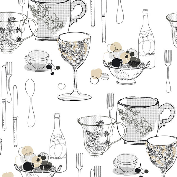 York KB8575 Bistro 750 Graphic Tableware Wallpaper