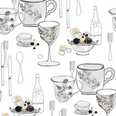 York KB8575 Bistro 750 Graphic Tableware Wallpaper