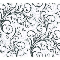 York KD1726 Black & White Book Layered Scroll Wallpaper