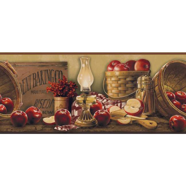 York Wallpaper KE4914BD Folk Heart II Apple Basket Border
