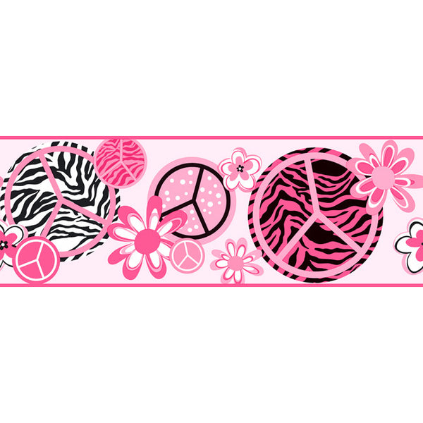 York Wallpaper KS2271B Cool Kids Peace/Zebra Border