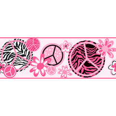 York Wallpaper KS2271B Cool Kids Peace/Zebra Border