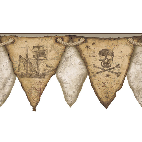 York Wallpaper KS2330BD Cool Kids Pirates Pennant Border