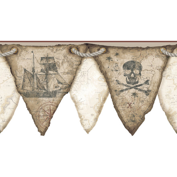 York Wallpaper KS2331BD Cool Kids Pirates Pennant Border