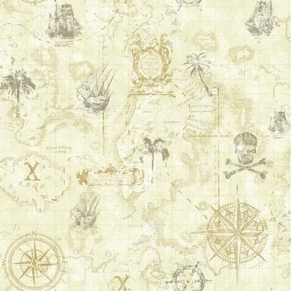 York KS2337 Cool Kids Pirate Map Wallpaper
