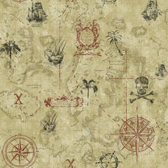 York KS2338 Cool Kids Pirate Map Wallpaper