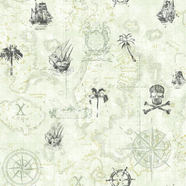 York KS2339 Cool Kids Pirate Map Wallpaper