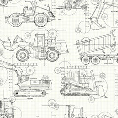 York KS2349 Cool Kids Construction Blueprint Wallpaper
