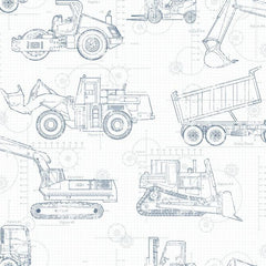 York KS2350 Cool Kids Construction Blueprint Wallpaper