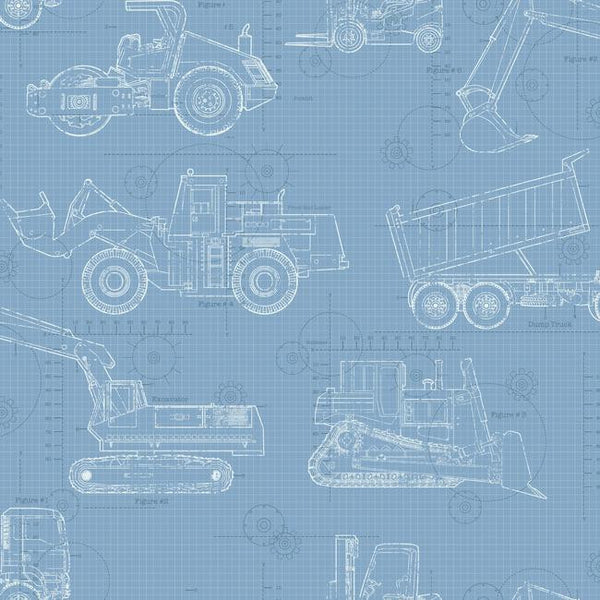 York KS2352 Cool Kids Construction Blueprint Wallpaper