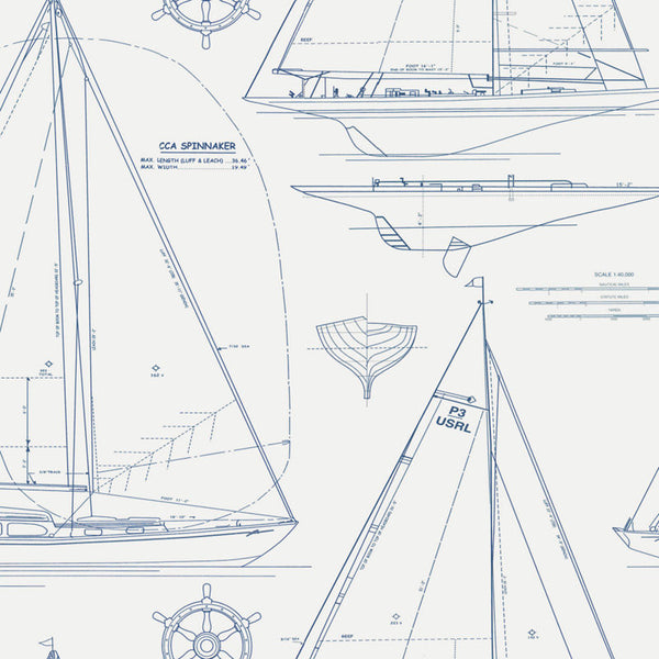 Ralph Lauren Wallpaper LCW22133W Chesapeake Novelty Navy Line On White