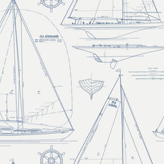 Ralph Lauren Wallpaper LCW22133W Chesapeake Novelty Navy Line On White