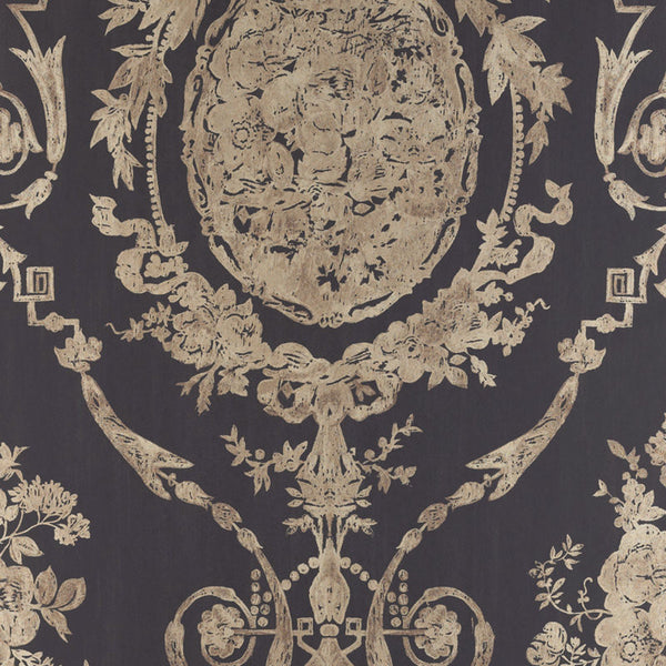 Ralph Lauren Wallpaper LWP65707W Abbeywood Damask Gilded Ebony