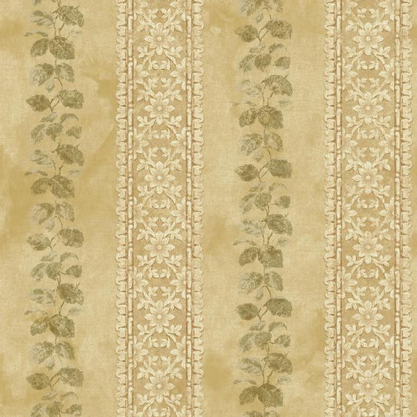 York NV6093 Baton Rouge Ornamental Leaf Trellis Stripe Wallpaper