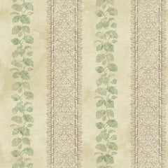 York NV6095 Baton Rouge Ornamental Leaf Trellis Stripe Wallpaper