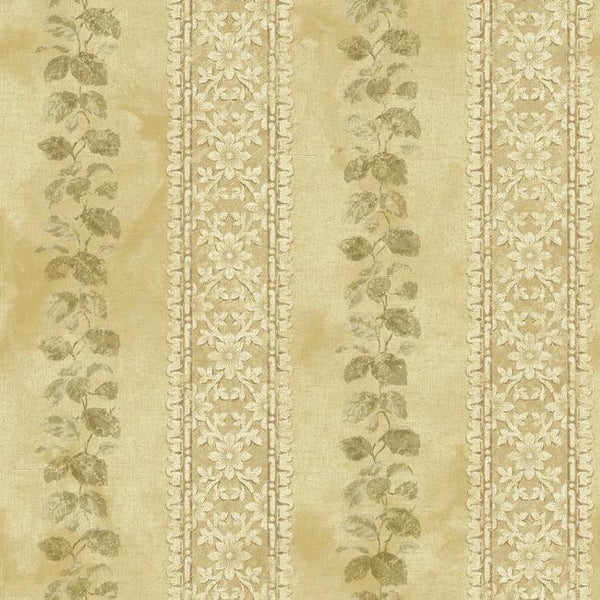 York NV6096 Baton Rouge Ornamental Leaf Trellis Stripe Wallpaper