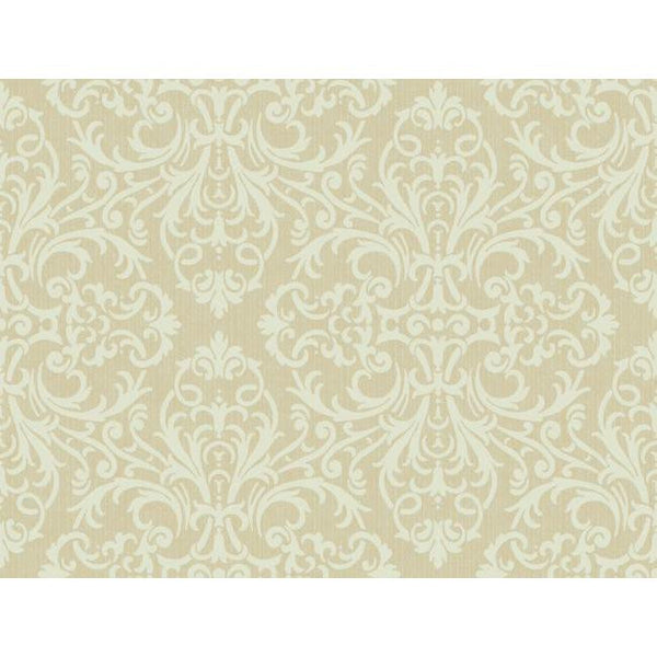 York PS3873 Beige Book Open Damask Wallpaper