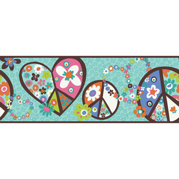 York Wallpaper PW3918B Border Portfolio II Peace Sign Border