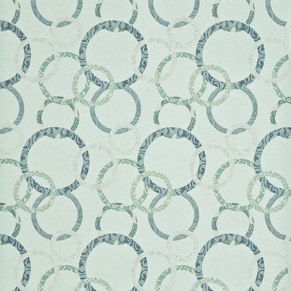 Baker Lifestyle Wallpaper PW78019.5 Roundel Aqua/Teal/Silver