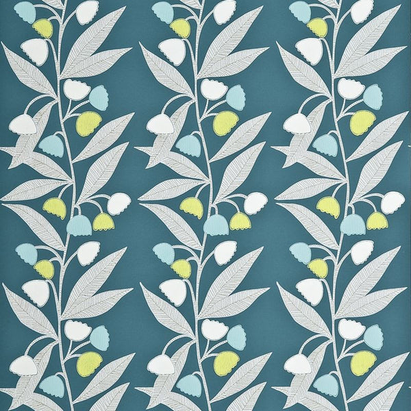 Baker Lifestyle Wallpaper PW78020.5 Bell Flower Teal/Aqua/Lime