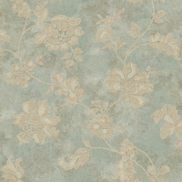 York RE9056 Vintage Patina Damask Document Wallpaper