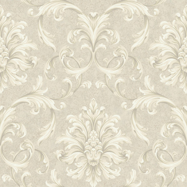 York RE9094 Vintage Patina Ornate Scroll Damask Wallpaper