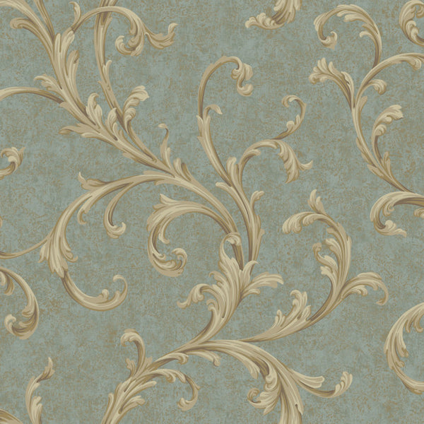 York RE9099 Vintage Patina Two Color Scroll Wallpaper