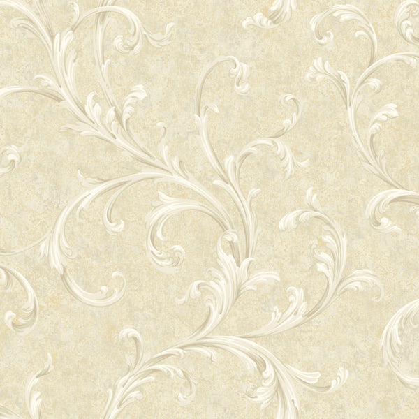 York RE9103 Vintage Patina Two Color Scroll Wallpaper