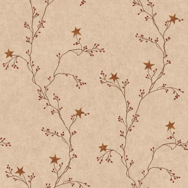York RF3527 Faith, Hope, and Love Star Berry Vine Wallpaper
