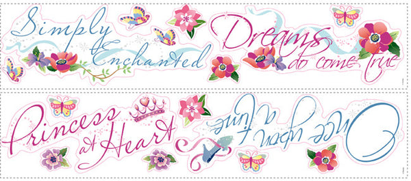 York Wallpaper RMK1521SCSDK Disney Princess - Princess Quote