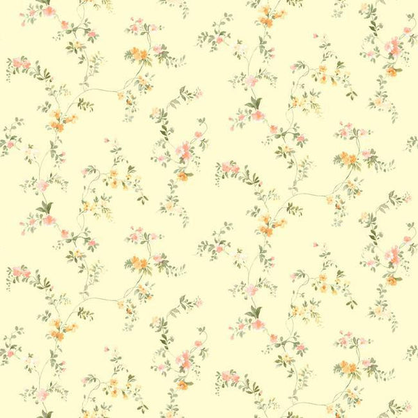 York SM8584 Orange & Yellow Book Document Vine Wallpaper
