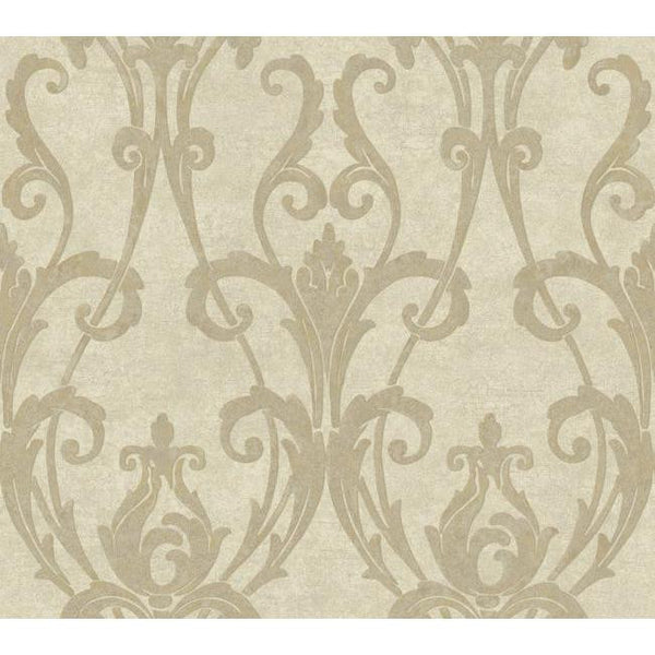 York TG1905 Beige Book Ogee Damask Wallpaper