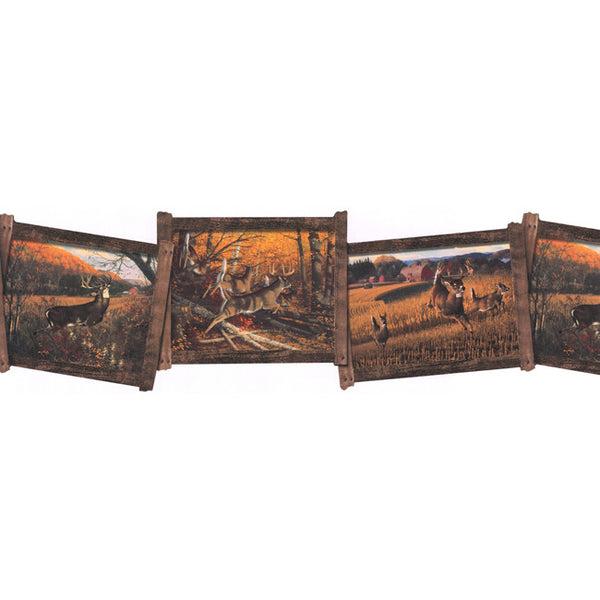York Wallpaper WD4105B Border Portfolio II Whitetail Framed Deer Border
