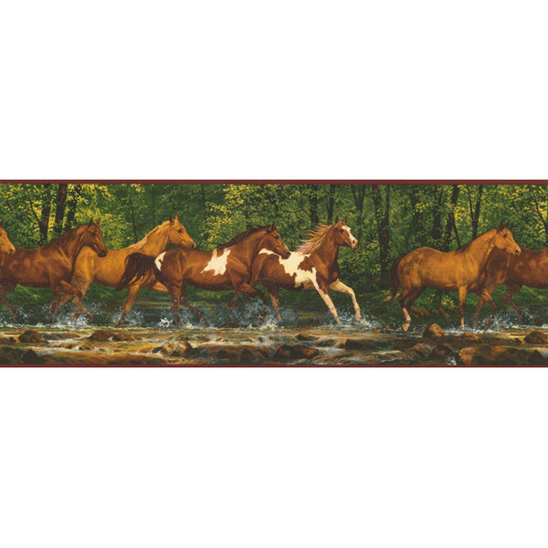 York Wallpaper WL5506B Border Portfolio II Running Horses Border