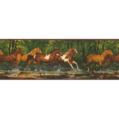 York Wallpaper WL5506B Border Portfolio II Running Horses Border
