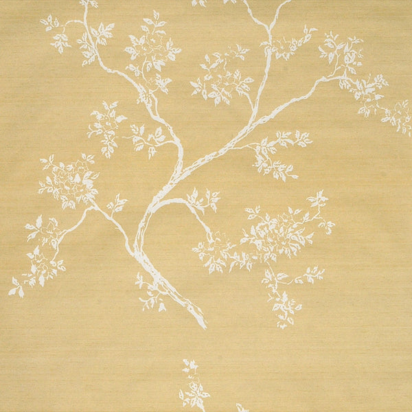 Scalamandre Wallpaper WP81102-005 Shibui White On Yellow Simulated Silk