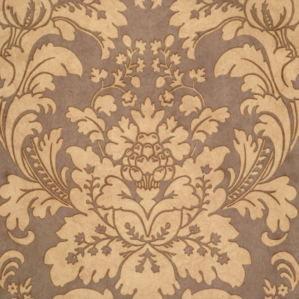 Scalamandre Wallpaper WP81305MM-008 Locksley Damask Taupe On Elephant