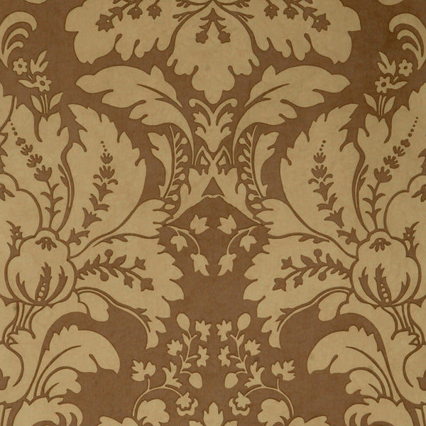 Scalamandre Wallpaper WP81305MM-013 Locksley Damask Puce On Taupe