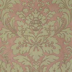 Scalamandre Wallpaper WP81305MM-017 Locksley Damask Celadon On Khaki