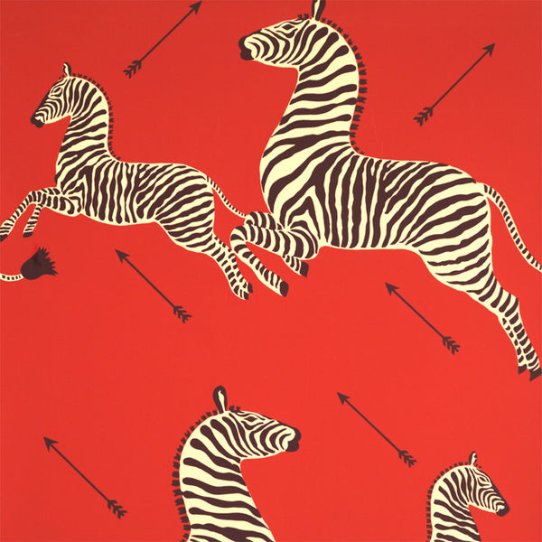 Scalamandre Wallpaper WP81388M-001 Zebras Masai Red