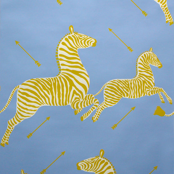 Scalamandre Wallpaper WP81388M-007 Zebras Periwinkle