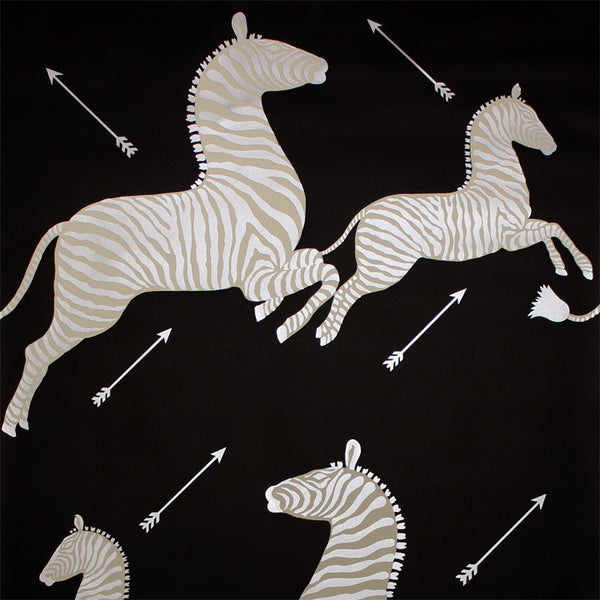 Scalamandre Wallpaper WP81388M-009 Zebras Black & Silver